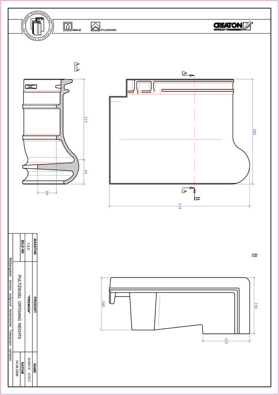Produkt CAD-Datei PREMION Pultziegel Ortgang rechts PULTOGR