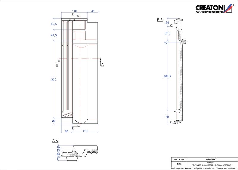Produkt CAD-Datei RATIO Firstanschlusslüfter Längshalber FALLH