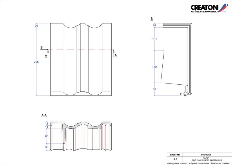 Produkt CAD-Datei RATIO Pultziegel Ortgang links PULTOGL