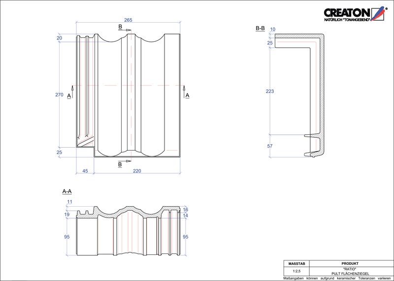 Produkt CAD-Datei RATIO Pultziegel Fläche PULTFLA