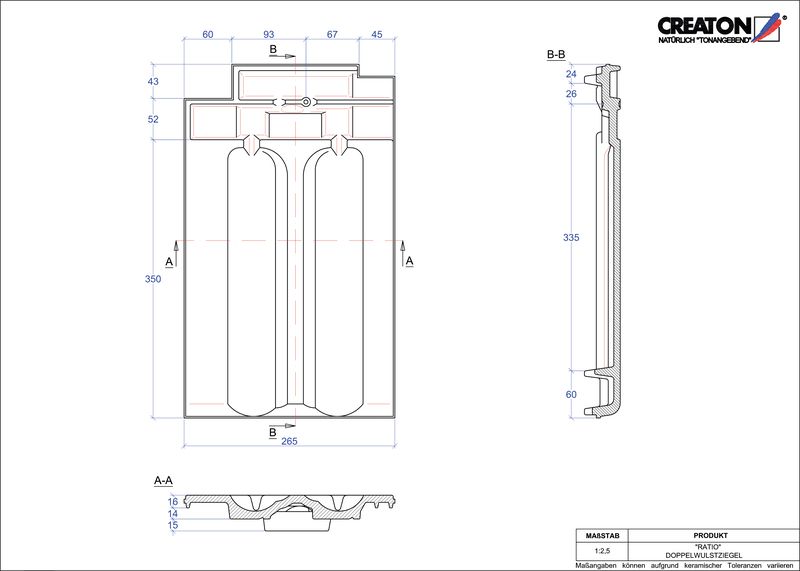Produkt CAD-Datei RATIO Doppelwulstziegel DWZ