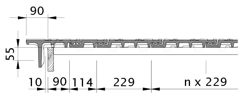 Zeichnung MIKADO Ortgangziegel links mit Ortgangbrett OBL