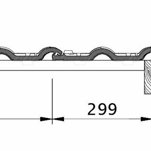 Zeichnung MAXIMA PRO Ortgang rechts mit Ortgangblech und Flächenziegel OFR