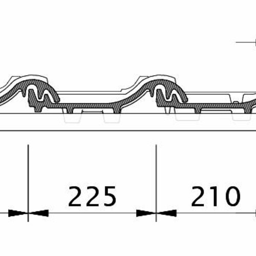 Zeichnung PREMION Ortgangziegel rechts mit Ortgangbrett OBR