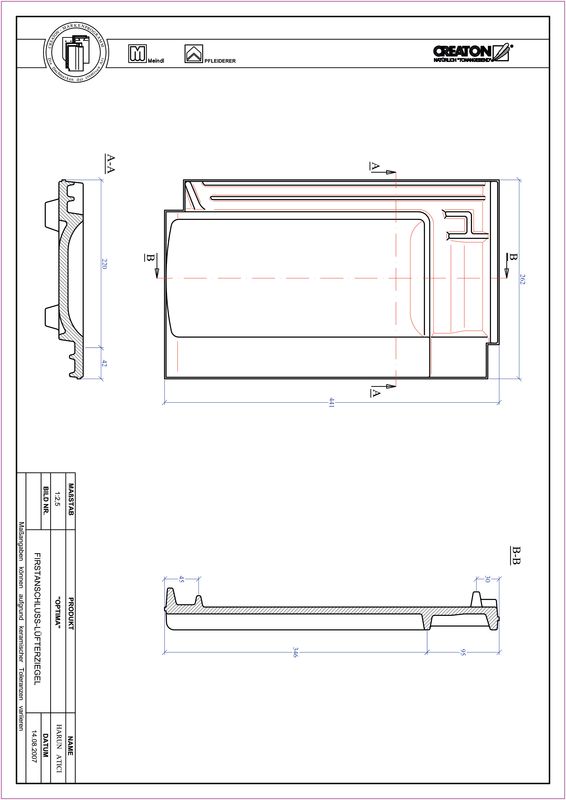 Produkt CAD-Datei TERRA OPTIMA Firstanschlusslüfterziegel FALZ