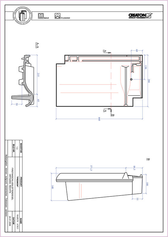 Produkt CAD-Datei PREMION Firstanschlusslüfter Ortgang rechts FALOGR