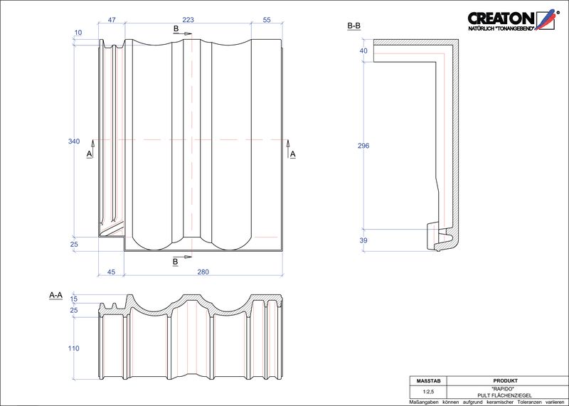 Produkt CAD-Datei RAPIDO Pultziegel Fläche PULTFLA