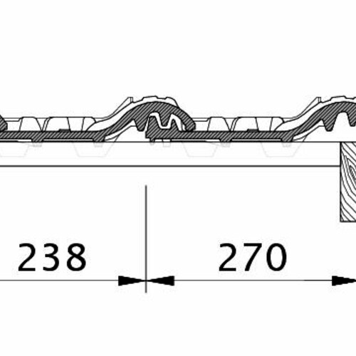 Zeichnung FUTURA Ortgang rechts mit Ortgangblech und Flächenziegel OFR