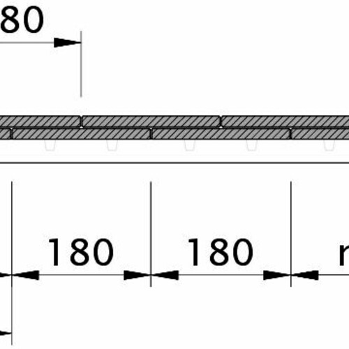 Zeichnung KLASSIK Ortgangziegel links mit Ortgangbrett und 1 1/2 Biber OBL112