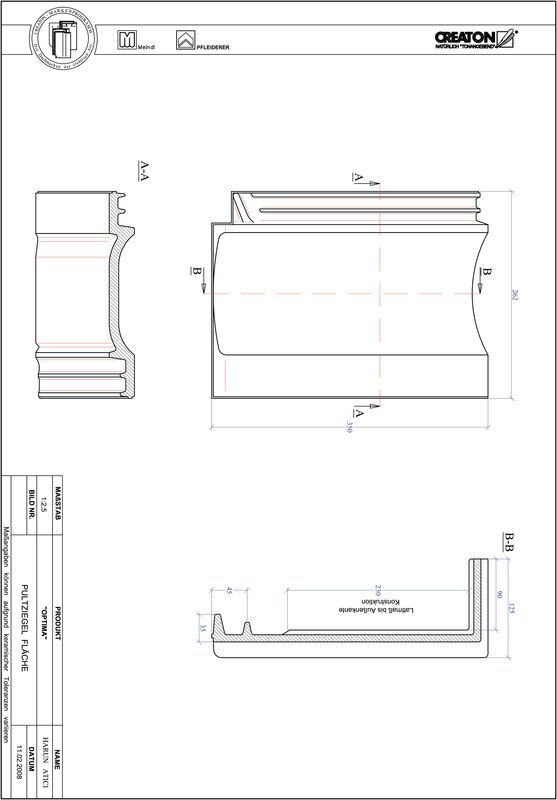 Produkt CAD-Datei TERRA OPTIMA Pultziegel Fläche PULTFLA