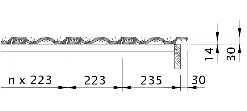 Zeichnung RATIO Ortgang rechts mit Ortgangblech und Flächenziegel OFR