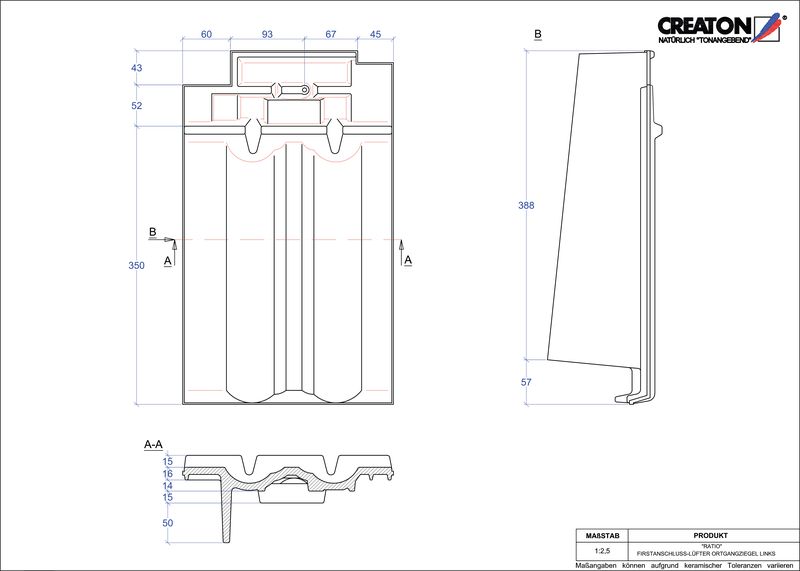 Produkt CAD-Datei RATIO Firstanschlusslüfter Ortgang links FALOGL