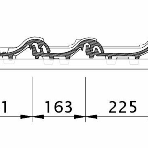 Zeichnung PREMION Ortgang links mit Ortgangblech und Doppelwulst ODL