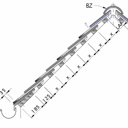 Zeichnung KLASSIK Dachquerschnitt bei Doppeldeckung DQD-1